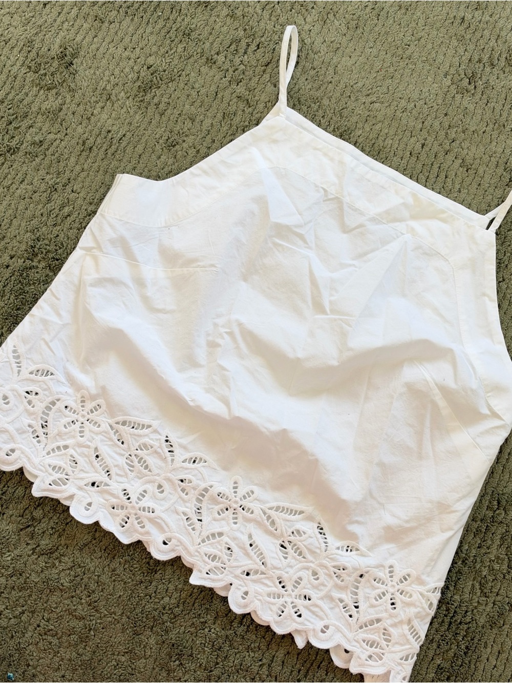 J. Crew White embroidered Hem Camisole Tank